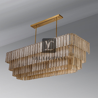 Lustre rectangulaire en cristal transparent SIRENE, luxe haut de gamme américain, très vendu, pour hôtels, salons, restaurants