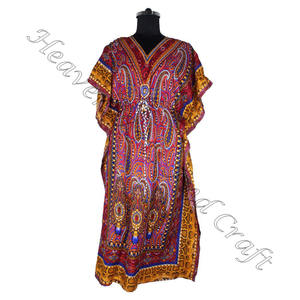 Caftans longs en soie à imprimé floral pour femmes caftan/Caftan longue taille vêtements en coton caftan imprimé robe pour femmes KFL001 - Product Image 2