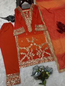 ชุดผ้าไหมปักลายสำหรับงานแต่งงานผ้าไหมปากีสถานปากีสถานอินเดียผ้าโพกหัวดีไซน์เนอร์ - Product Image 4