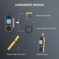Thermo-hygromètre portable industriel Tzone HTD701, enregistreur de données de température et d'humidité USB, thermomètre numérique portable, hygromètre