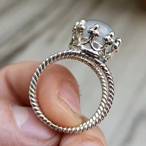 925 Sterling Silver Rainbow Moonstone <b>Statement</b> <b>Ring</b> Handmade Boho June Birthstone Jewelry 18K Perfect Gift for Her Birthday - Product Image 3