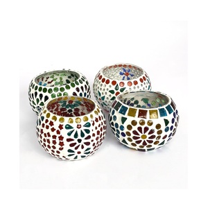 Centro de mesa hecho a mano mosaico vela tarros vidrieras candelabros para decoración de boda - Product Image 2