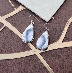 925เงินแท้ Dendrite อัญมณีต่างหูทำด้วยมือเงินสไตล์ Boho เครื่องประดับสำหรับผู้หญิงของขวัญแต่งงาน - Product Image 3