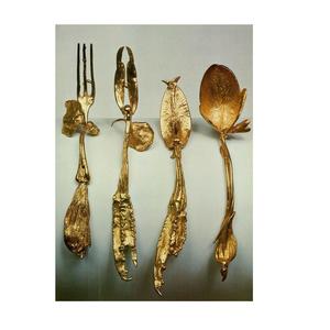 Juego de cubiertos de oro artístico Cuchara decorativa hecha a mano Tenedor Cuchillo Vajilla - Product Image 1