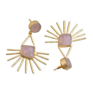 Pendientes de Latón al por Mayor, Pendientes de Piedra Orgánica a Granel, Acabado Chapado en Oro de 18K, Hipoalergénicos, Seguros de Usar, Alta Calidad para Exportación - Product Image 3