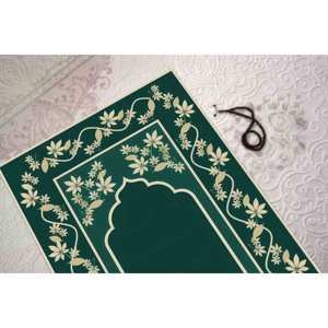 Alfombra de Oración Floral Verde: Tapete Islámico para Adoración, Decoración de Mezquita, Alfombra Delgada No Tejida - Product Image 4