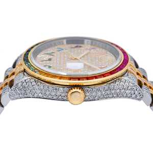 Nouveau lancement édition limitée Premium Dual Tone Moissanite Diamond Watch Colorful Baggett cadran à chiffres arabes entièrement glacé cadran 38mm - Product Image 3