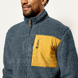 Customized <b>Men's</b> <b>Sherpa</b> Fleece <b>Jacket</b> for Winter Wear Casual Apparel with Stand Collar - Product Image 5