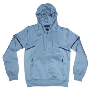 Conjunto de chándal de 2 piezas de poliéster con patrón sólido para hombre Sudadera con capucha y pantalones para correr para invierno - Product Image 2