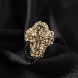 Iced Out VVS Moissanite Diamond <b>Key</b> Cross <b>Ring</b> Certified Diamond Tester Approved HipHop Bling - Product Image 1
