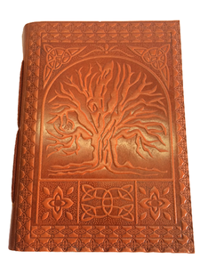 สมุดบันทึกหนังบัฟฟาโลแท้ งานแฮนด์เมด ปกกระดาษฝ้ายลายต้นไม้สไตล์วินเทจ คุณภาพสูง ดูโบราณ - Product Image 1