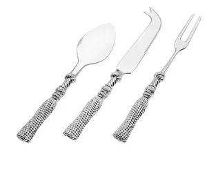Ensemble d'outils à fromage de table argenté Accessoires de cuisine Poignée de designer Cuillère Couverts Manche en métal Cuillère Couteau Fourchette - Product Image 1