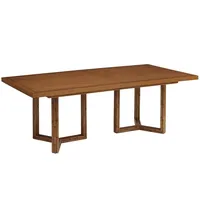 Table à manger rectangulaire rustique en bois avec double piétement, style ferme, pour 6 à 8 personnes