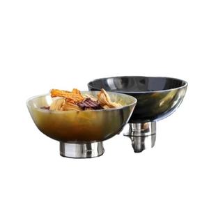 Lot de 2 bols à mélanger ronds en corne Qualité supérieure pour dessert aux fruits Ustensiles de cuisine idéaux pour la vente en gros - Product Image 1