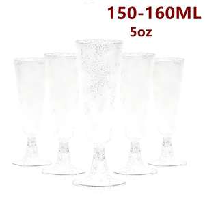 Flûtes à champagne jetables à bord doré, verres à pied en plastique pour cocktails, vin, <span class=keywords><strong>martini</strong></span>, gobelets de fête scintillants pour événements de mariage - Product Image 2