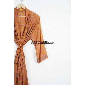 Handmade Silk Kimono Long Sleeve V-neck Drawstring Closure Patchwork Wedding Dressing Gown <b>Cardigan</b> Robe for Women Breathable - Product Image 3