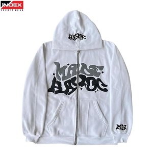 Sudadera con Capucha y Cierre de Cremallera para Hombre, Marca INDEX SPORTSWEAR, Color Blanco, Estilo Urbano Holgado, Felpa Francesa de Algodón, Ropa de Otoño - Product Image 1