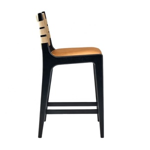 Modern Bar Chair With Woven Backrest And Upholstered <b>Seat</b> For Home Bar And Restaurant Use Wooden Bar <b>Stool</b> Bar Furniture - Product Image 5