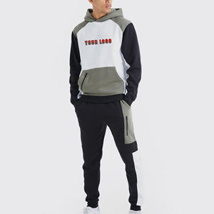 OEM/ODM 100% Cotton Heavyweight Pullover <b>Colour</b> Block Tracksuits Customized Oversized casual Wear Hoodie & Sweatpants <b>Set</b> - Product Image 1