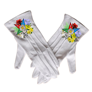 Masonic Regalia Gants OES en coton blanc avec différents emblèmes maçonniques Kit de 12 paires-HSE - Product Image 2