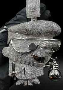 Pendentif authentique en argent 925, bijoux fins, charme, visage de dessin animé Dexter, formes, moissanite VVS, plaqué or 14 carats, élégant, hip-hop, homme - Product Image 6