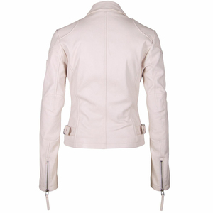 Veste moto en cuir PU pour femme, col montant, manches longues, fermeture éclair, couleur unie, pour l'automne - Product Image 2