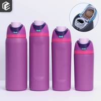 Bouteille d'eau personnalisée en acier inoxydable avec double bouchon, sans BPA, ouverture à une main, poignée de transport pour usage quotidien au bureau