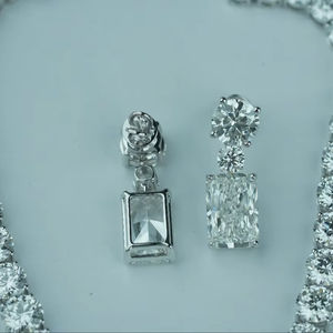 Pendientes de diamantes de moda chapado en oro blanco y rosa IGI certificado para fiesta de boda o regalo - Product Image 2