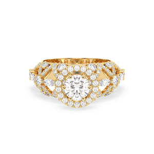 Bague en moissanite REYES sur mesure, taille ronde brillante, 2,46 carats, en argent sterling 925 plaqué or jaune, certifiée GRA - Product Image 2
