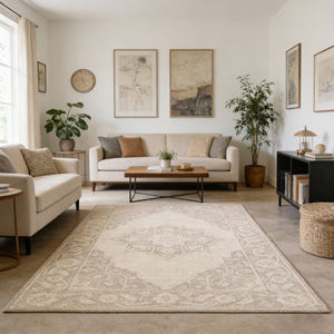 Alfombra de Exterior Manemi, Rectangular, con Diseño de Medallón, de Polipropileno, Hecha a Máquina, Resistente a las Manchas, para Uso en Interiores y Exteriores - Product Image 3