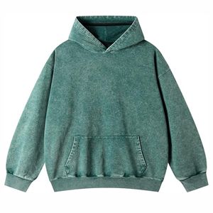 Jersey pesado para hombre, sudaderas con capucha de lana mezclada de algodón lavado ácido de alta calidad, bordado sólido para invierno - Product Image 3