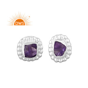 Meilleure vente de boucles d'oreilles en argent sterling fin avec améthyste naturelle et pierres précieuses fabricant de bijoux personnalisés - Product Image 1