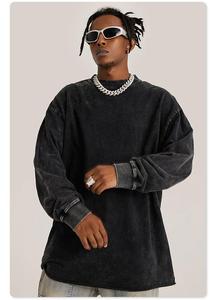 เสื้อสเวตเตอร์ผ้าฝ้ายฟอกสีแบบสวมหัวสำหรับผู้ชายเสื้อสเวตเตอร์คอลูกเรือออกแบบโลโก้ได้ตามต้องการสำหรับฤดูหนาว - Product Image 6