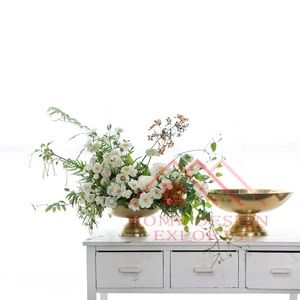 Wedding Decor Golden Pedestal Flower Bowl <b>Vase</b> for Wedding Centerpieces High Quality Metal Compote Flower Bowl Pedestal Base - Product Image 2