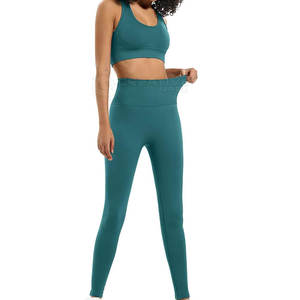 Conjunto de Yoga para Mujer, Cintura Elástica, Secado Rápido, Sin Costuras, Transpirable, Elástico, Diseño Sólido, 2 Piezas, en Venta en Pakistán - Product Image 2