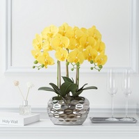 Plante artificielle d'orchidée Phalaenopsis en pot en céramique de 47 cm pour Noël et la décoration intérieure