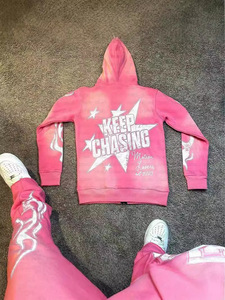 Sudadera con capucha personalizada con cremallera para mujer, chándal con logotipo personalizado lavado con ácido y estampado de diseño vintage - Product Image 3