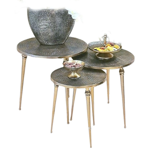 โต๊ะข้างอลูมิเนียมโลหะสีเทาพื้นผิวแฟนซีโต๊ะข้างทำด้วยมือที่ไม่ซ้ำกันบ้านโรงแรมร้านอาหารเฟอร์นิเจอร์อุปกรณ์เสริมด้านข้าง - Product Image 2