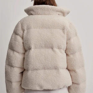 Solid Women's <b>Long</b> Sleeve Crop Puffer Down <b>Jacket</b> with Thick Zipper Breathable Bubble Coat for <b>Winter</b> - Product Image 6