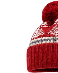 Gorro de Punto Personalizado para Invierno, Color Rojo con Diseño Nórdico, Pompón, Puño Acanalado, Mezcla de Lana Acrílica Cálida, Venta al por Mayor, Personalización OEM - Product Image 2