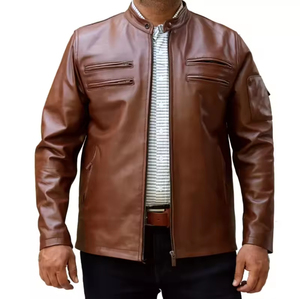 Chaqueta de Cuero de Oveja para Motociclistas, Moda Masculina, Nueva Llegada, Alta Calidad, Cuero Genuino, Venta al Por Mayor OEM - Product Image 2