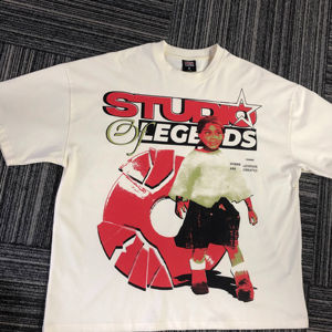 Venta al por mayor de peso pesado 100% algodón 260gsm camiseta de gran tamaño Dtg Print Graphic Tees Fitted Boxy camisetas para hombres - Product Image 3