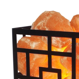 Lampe 100% en morceaux de sel naturel de l'Himalaya avec panier en fer unique Forme personnalisée Artisanat exceptionnel - Product Image 2