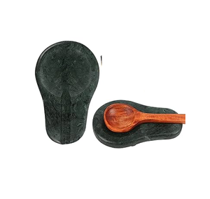 Soporte de cuchara de mármol estante de cuchara de sopa de piedra pulida para utensilios de cocina y restaurantes uso color negro y 2 piezas - Product Image 1