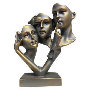 Silence Is Golden Statue Modern Model Figurines Simple Human Face <b>Resin</b> Hand-Painted Housed Eco Love Theme Ornament Art Decor - Product Image 2