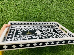 Bandeja de madera de alta calidad con textura de diseño floral tradicional de artesanía de arte de madera - Product Image 4