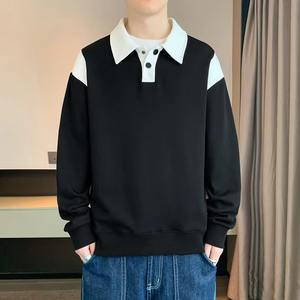 Vente en gros d'usine de streetwear polo décontracté pour homme sweat-shirt à manches longues pull oversize col à revers personnalisé - Product Image 6