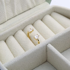 Simplee — bague ajustable en argent Sterling 925, Double goutte, bijou élégant, pierre de zircone, vente en gros - Product Image 3