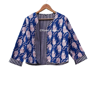 Chaqueta Kimono Acolchada Boho Hecha a Mano, Abrigo con Estampado de Bloques para Mujer, Mercado Mayorista al Mejor Precio - Product Image 1
