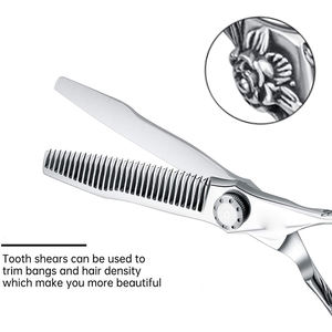 Tijeras de adelgazamiento de peluquero de alta calidad, cuchillas afiladas, mango de diseño de flores de acero inoxidable, tijeras de adelgazamiento - Product Image 3